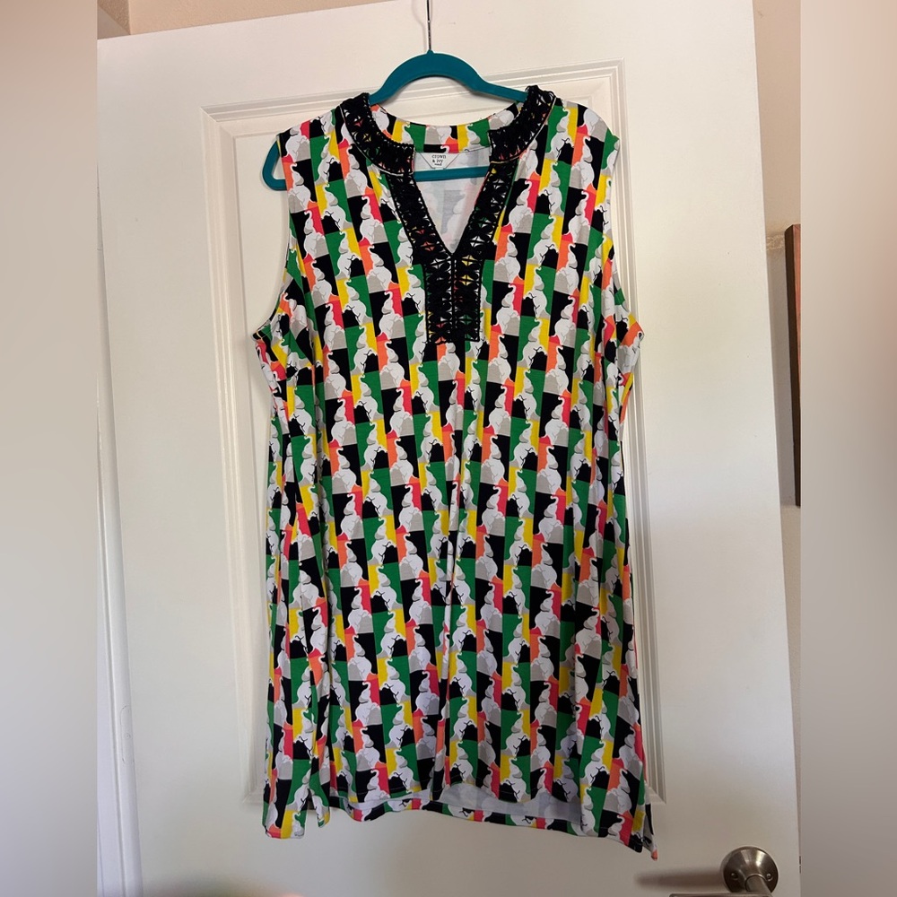 PLUS 2x Adorable Elephant Print Knee Length Dress